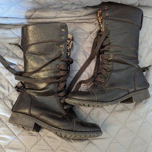 Mid-Calf Brown Faux Leather Boots